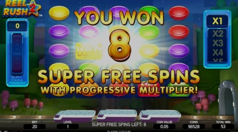 Video slot Reel Rush 2: ecrã de vitória Video slot Reel Rush 2: ecrã de vitória