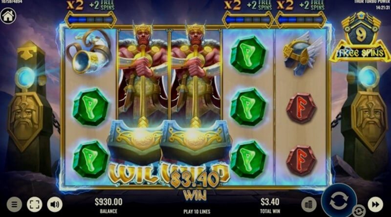 Video slot Thor Turbo Power: função de bónus em ação