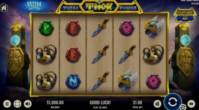 Video slot Thor Turbo Power: ecrã de ganho