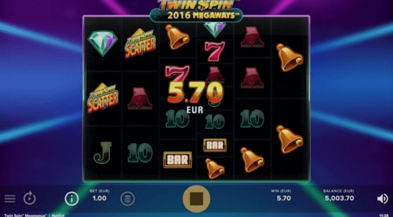 Video slot Twin Spin Megaways: ecrã de ganho
