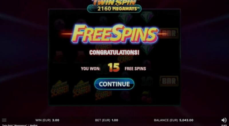 Відеослот Twin Spin: екран виграшу Відеослот Twin Spin: екран виграшу