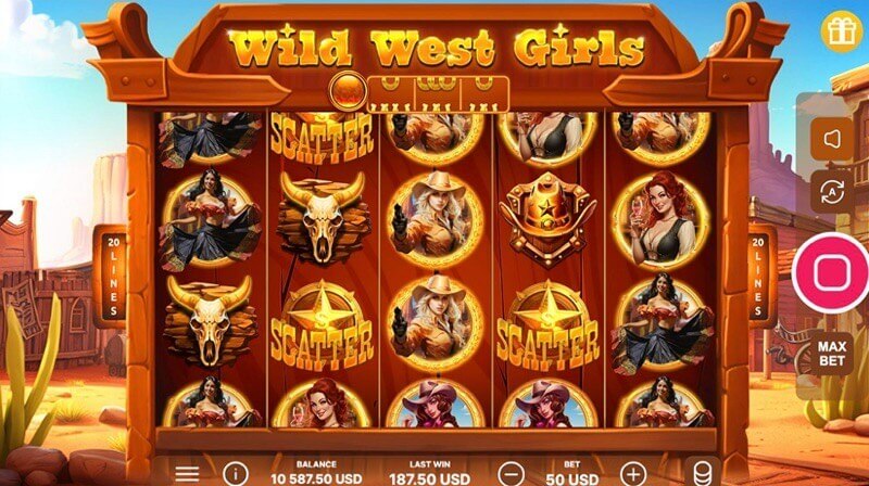 Slot de vídeo Wild West Girls: rolos e símbolos em jogo Slot de vídeo Wild West Girls: rolos e símbolos em jogo