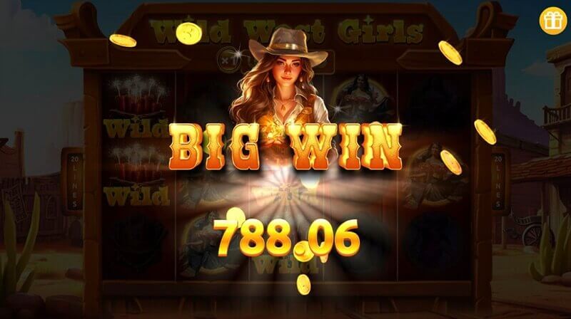 Slot de vídeo Wild West Girls: ecrã de vitória Slot de vídeo Wild West Girls: ecrã de vitória