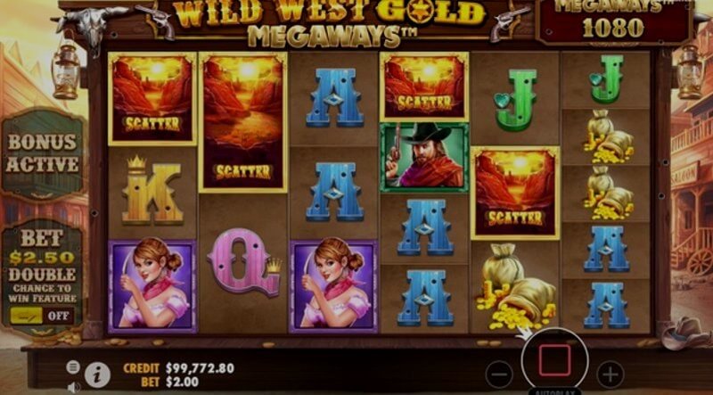 Slot de vídeo Wild West Gold Megaways: funcionalidade de bónus em ação Slot de vídeo Wild West Gold Megaways: funcionalidade de bónus em ação