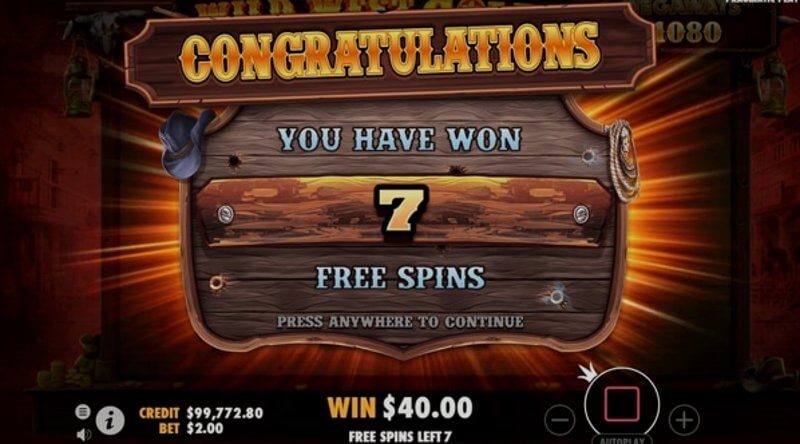 Slot de vídeo Wild West Gold Megaways: ecrã de vitória Slot de vídeo Wild West Gold Megaways: ecrã de vitória
